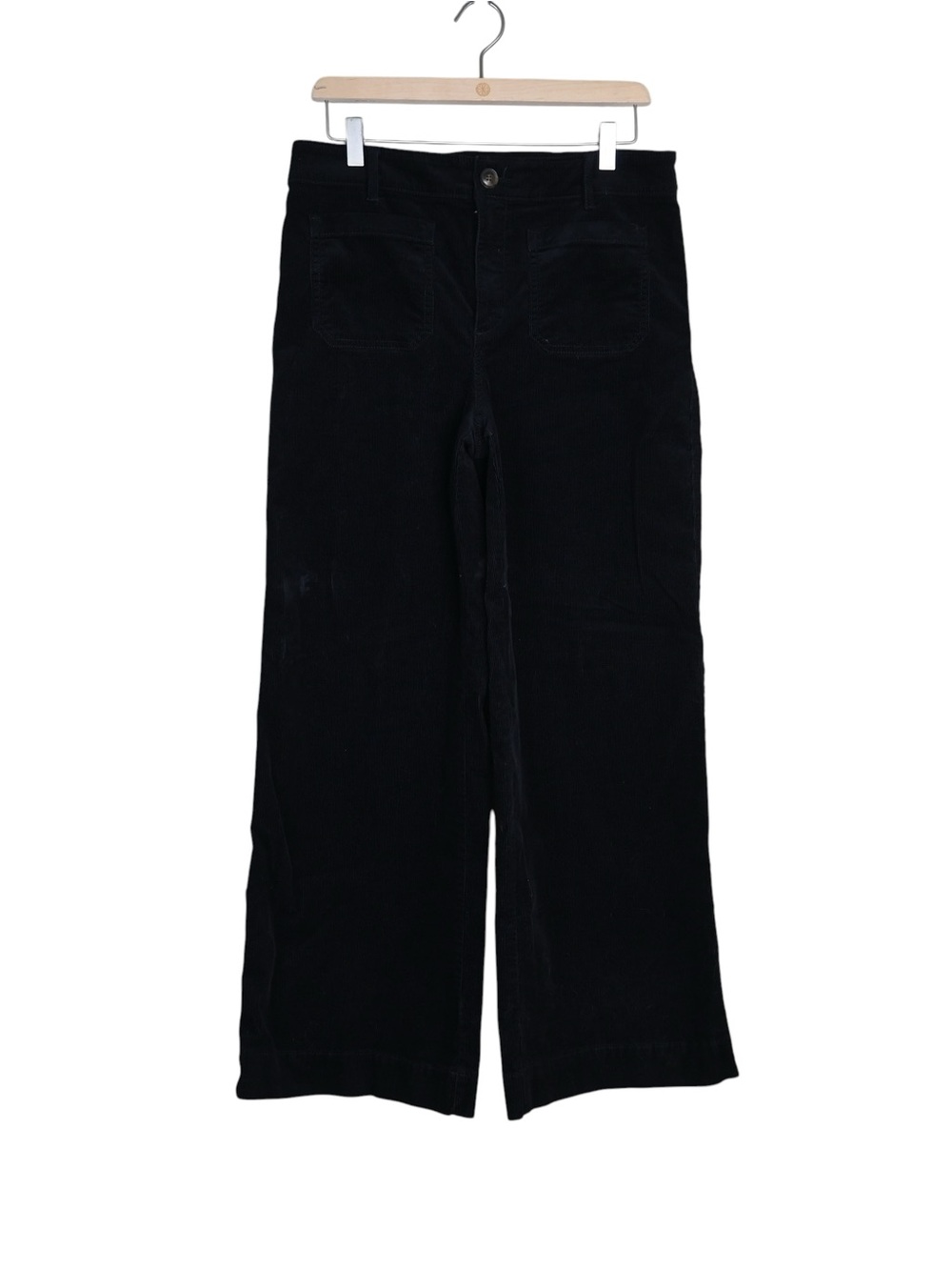 LOFT Women's 8 The Palmer Wide Leg Brushed Corduroy Jean in Black - Picture 2 of 12